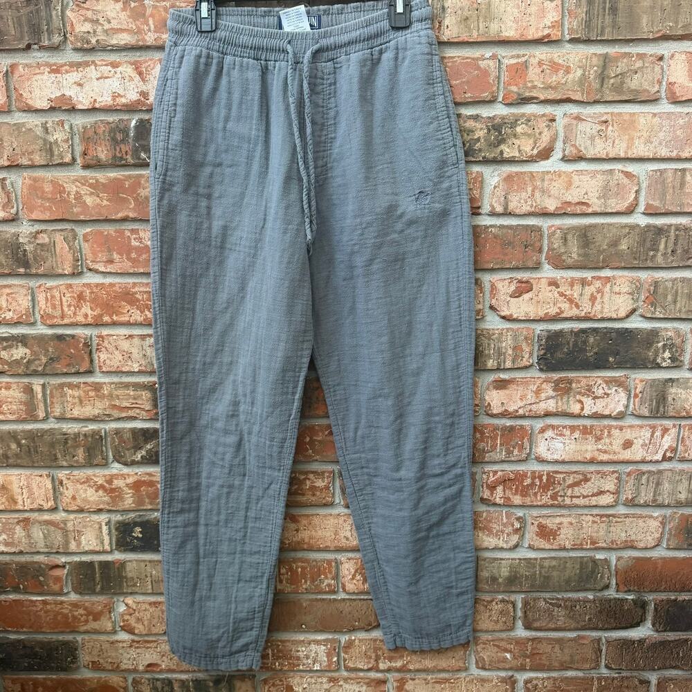 Vilebrequin Gray Linen Pants Pull On Size Medium Pull On Casual Slash Pockets